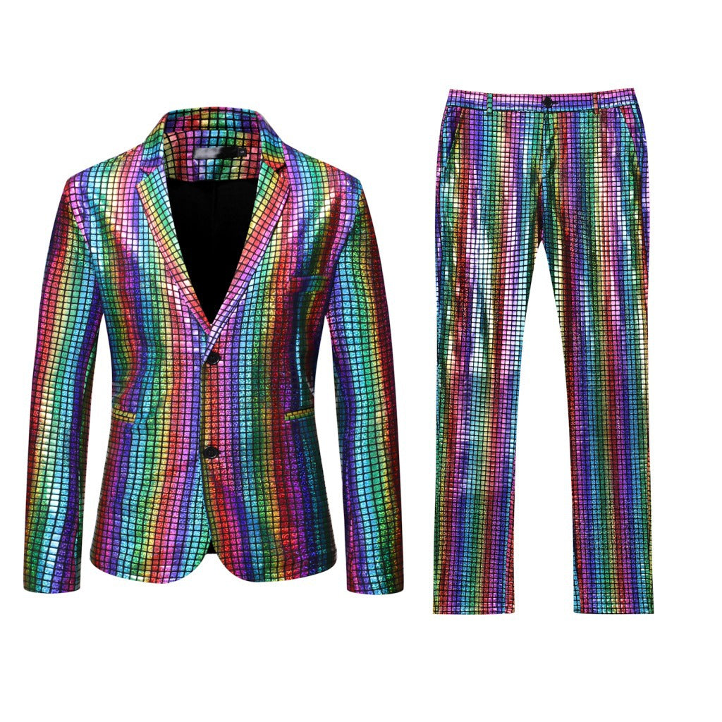 Two-piece Rainbow Plaid Bronzing Suit Pants