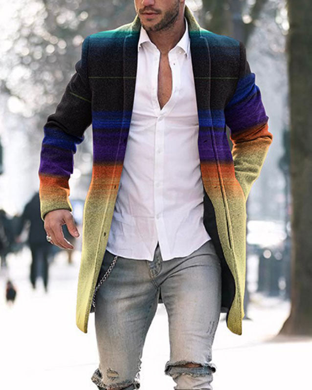 Winter New Men's Woolen Medium Long Casual Coat