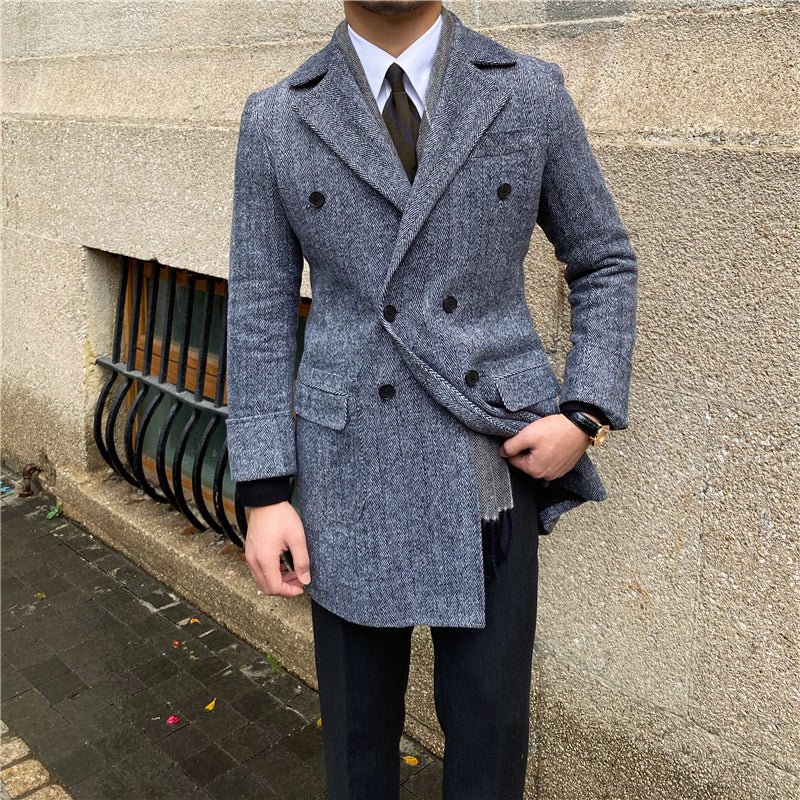 Mid-length Tweed Coat Men