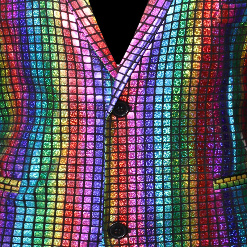 Two-piece Rainbow Plaid Bronzing Suit Pants