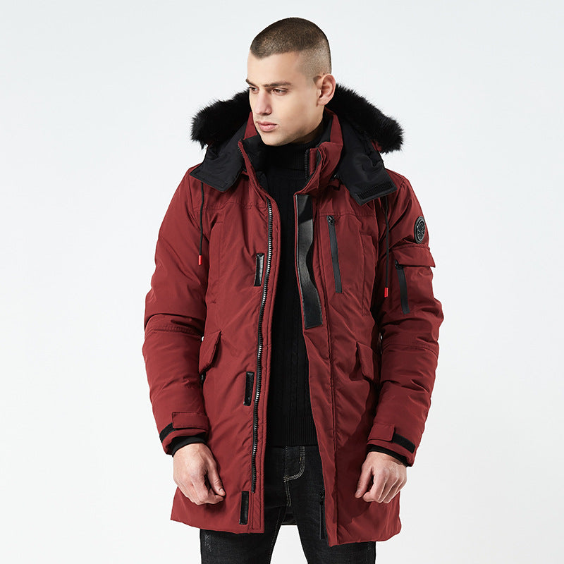 Men's mid-length hooded jacket