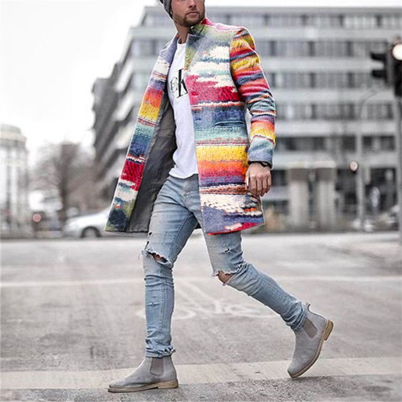 Men's Mid-length Woolen Trench Coat