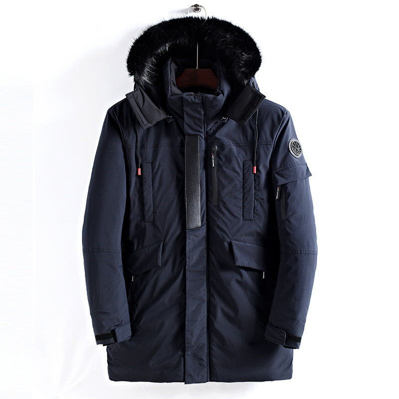 Men's mid-length hooded jacket