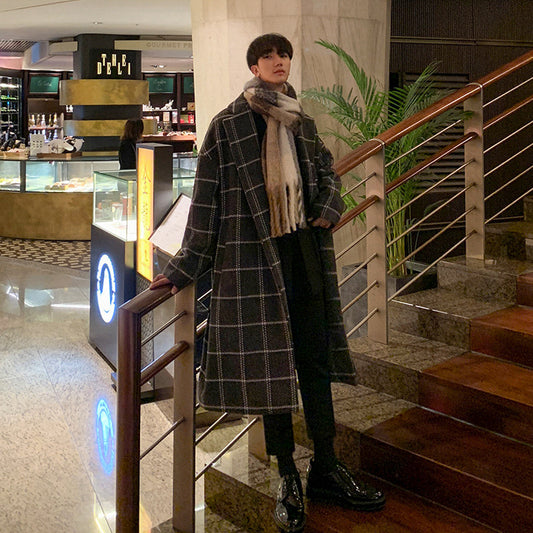 Men's Winter Plaid Coat Korean