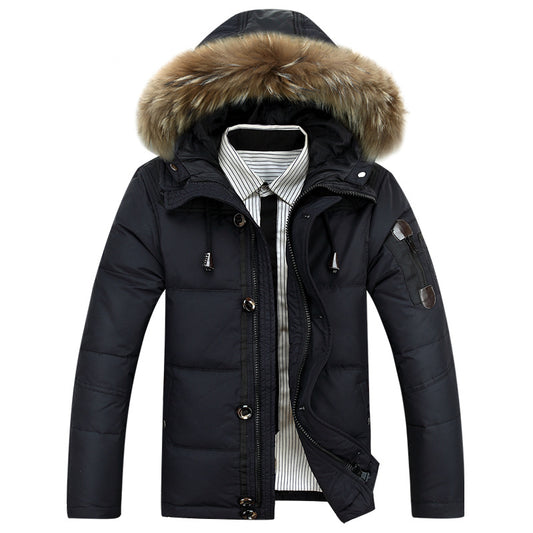 Men's Korean casual solid color thick down short jacket