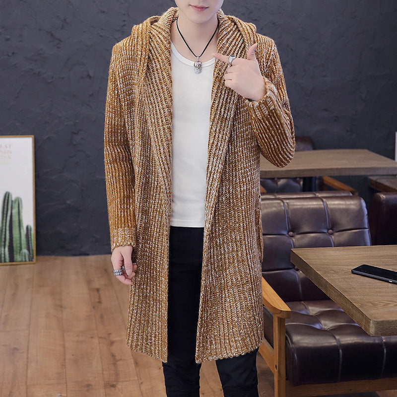 Mid-length knitted cardigan sweater coat