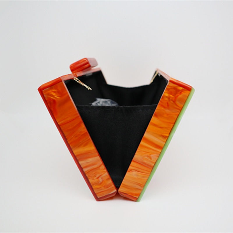 New Candy Striped Acrylic Dinner Bag Fashion Pearl Vertical Stripe Splicing Handbag