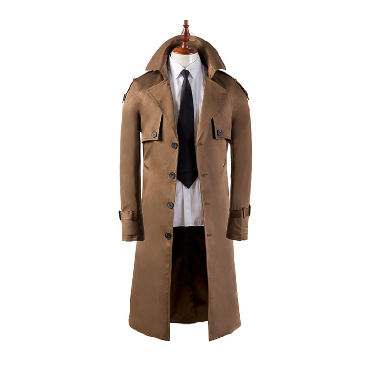 Herren Trenchcoat Superlang Overknee Slim Business Casual