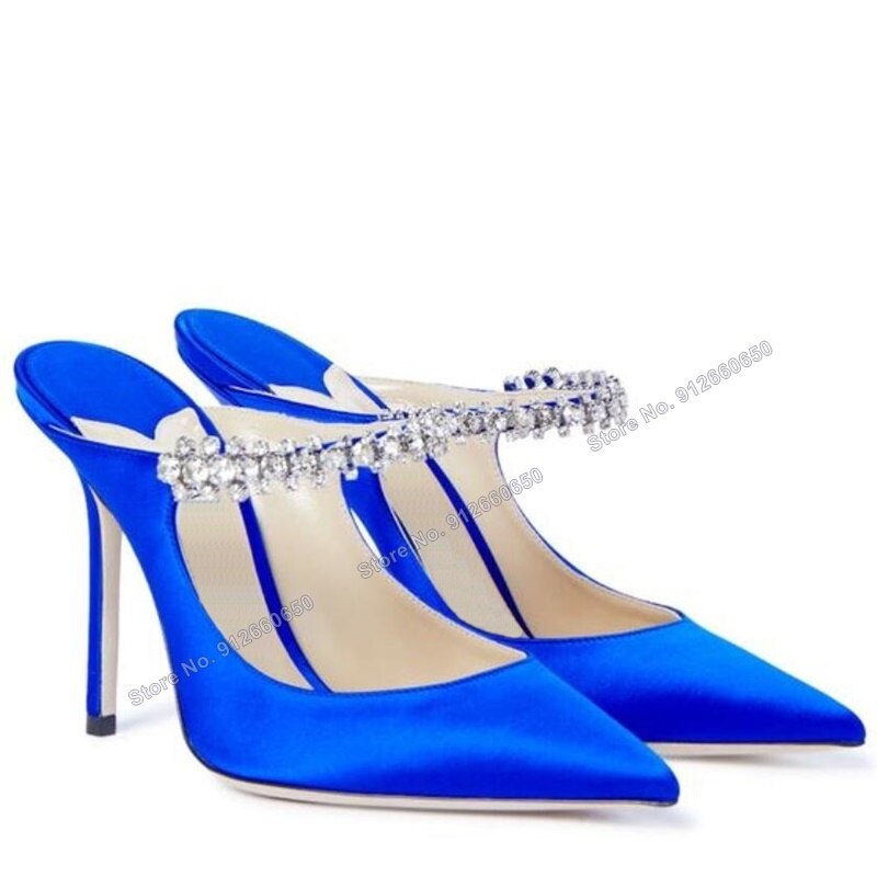 Moraima Snc Solid Clear PVC Sandals Crystal Slippers Pointed Toe Stilettos High Heels Cut Out Summer Wedding Shoes on Heels