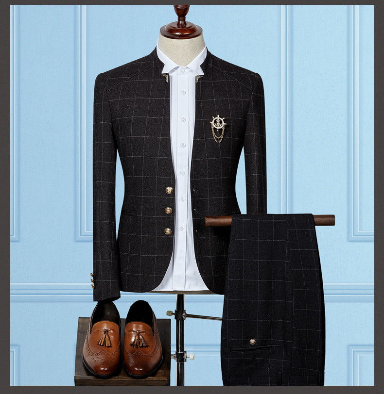 Business Men's Two piece Korean Style Slim Suit