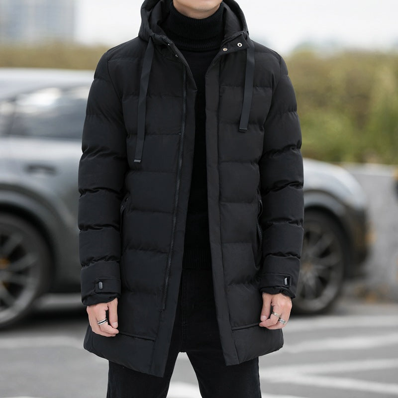 Winter Men's Cotton Padded Clothes Casual Thickened Medium Length Version