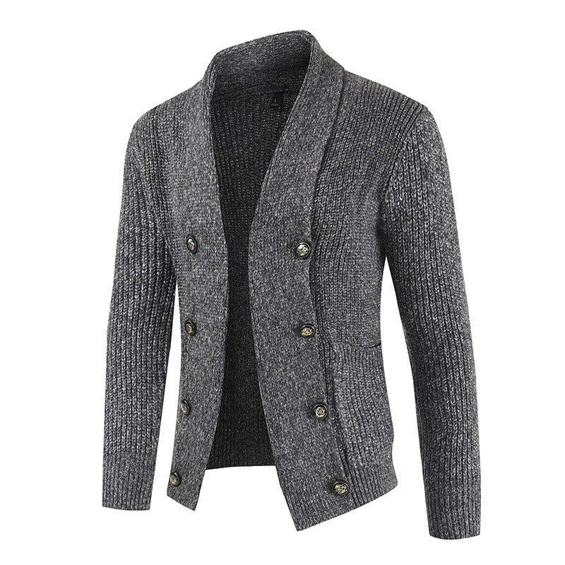 Men's Knitted Cardigan Top With Slim-fit Sweater