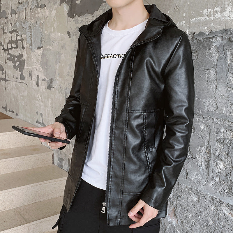 One-piece Black Hooded Winter Plus Cashmere Season Straight Hem Without Collar