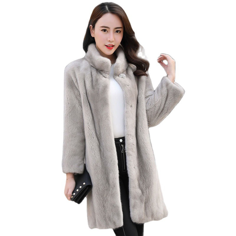 Women's Mink Fur Coat Whole Mink Mid-length