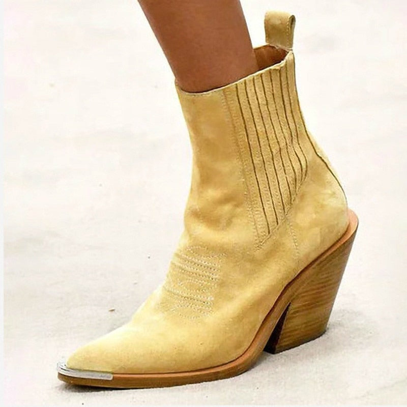 Women Pointed Toe Wedges Ankle Boots Solid Suede Comfortable Female Booties Plus Size 43 Fashion Fall Winter