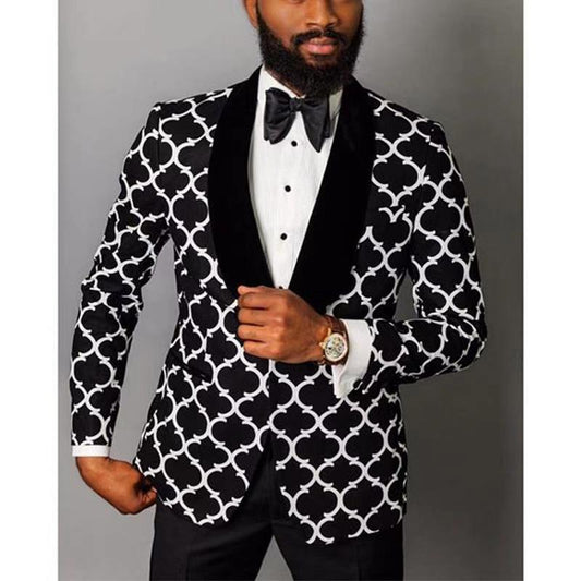 Men's Color Matching Single Button Casual Suit