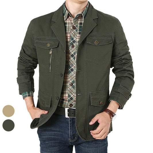 Solid Color Thickened Small Suit Men's Jacket