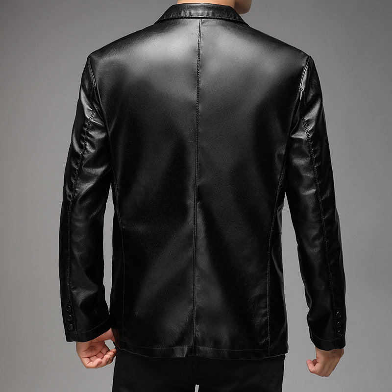Men's Pu Leather Jacket For Young And Middle-aged Men's Casual Dad