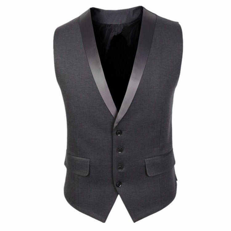 Slim Korean solid color single-breasted suit vest