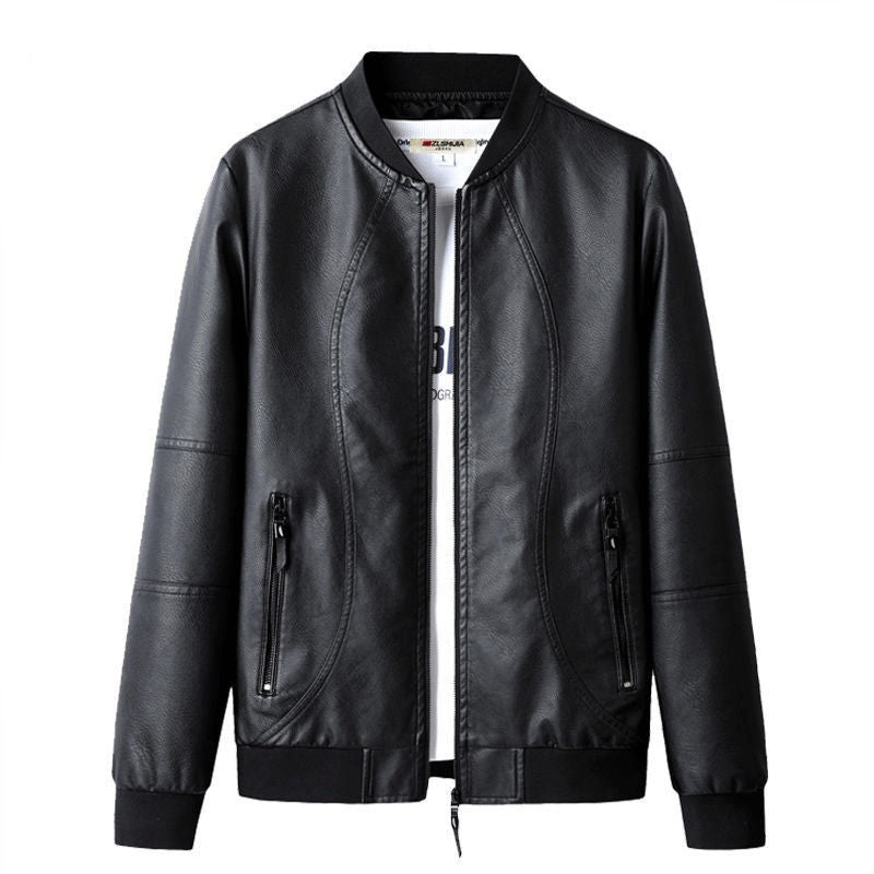 Winter New Men's Plush Thick Leather Jacket