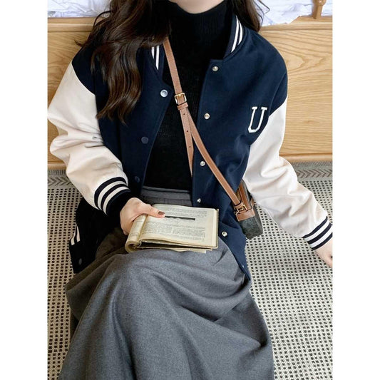 Women's Baseball Uniform Design Loose Casual Jacket