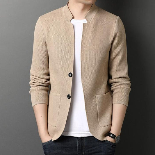 Knit Cardigan Stand Collar Men's Sweater Coat