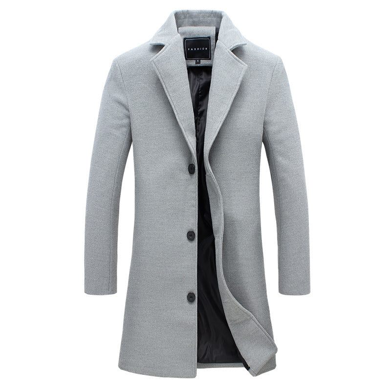 Solid color single-breasted trench coat