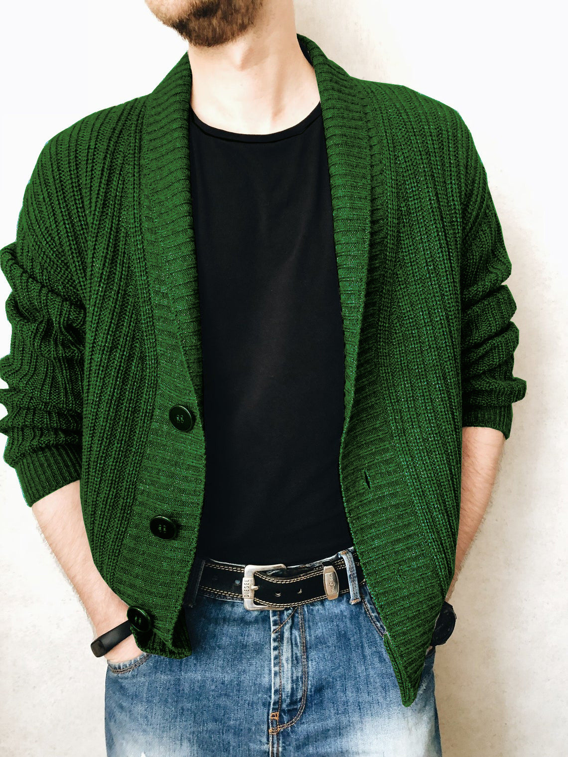 Fall Men's Fashion V-neck Long Sleeve Cardigan