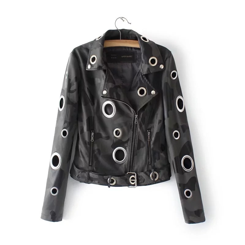 Leather motorcycle biker jacket