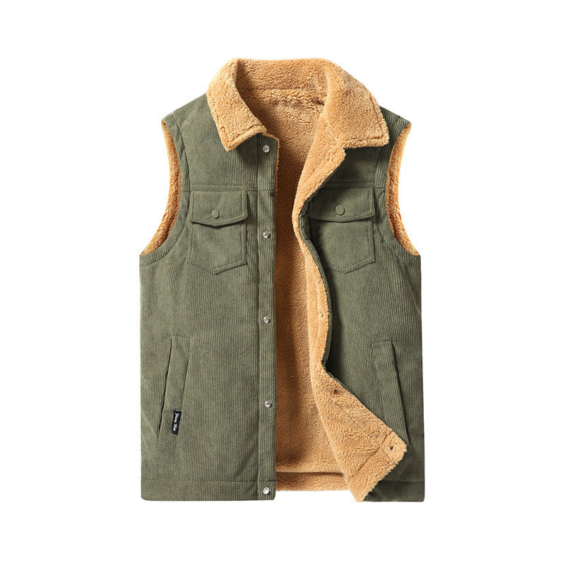 Retro Work Clothes Corduroy Thickened Plus Size Vest