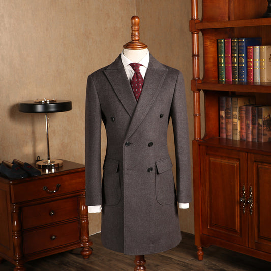 Woolen Slim Fit Men's Mid Length Coat