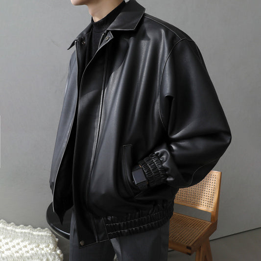 Leather Men's Spring And Autumn New Loose Leather Jacket