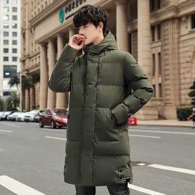 Men's Mid-length Thickened Over-the-knee Hooded Padded Jacket