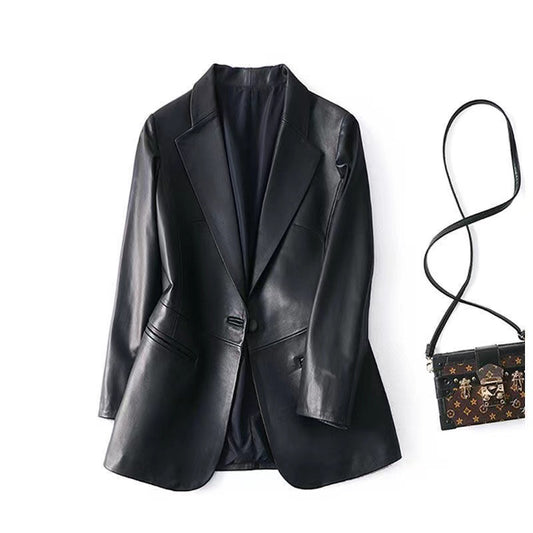 Slim Suit Collar Leather Little Jacket