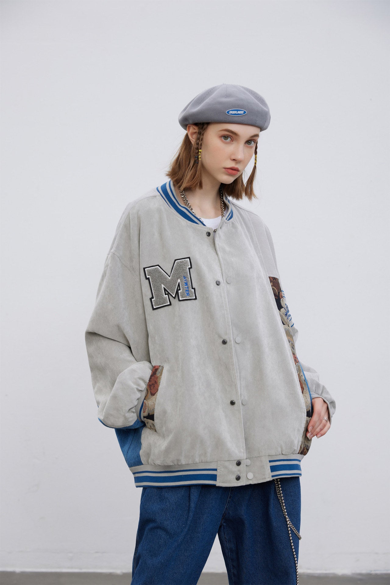 Towel Embroidered Bear Stitching Jacquard Loose Fashion Youth Jacket