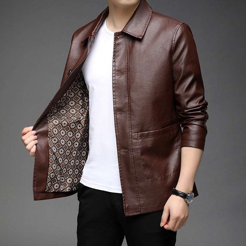 Autumn New Young And Middle-aged Leather Jacket