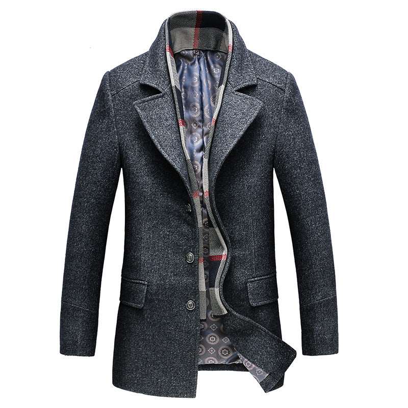 Autumn and winter men's trench coat Korean slim wool coat