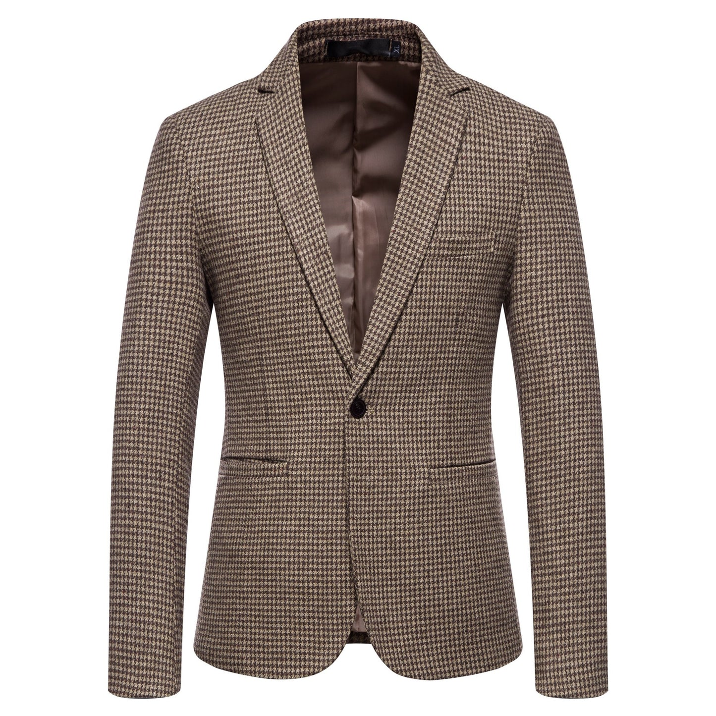 Men's Fashion Single Row One Button Suit Business Casual Trendy Woolen Suit Warm Jacket