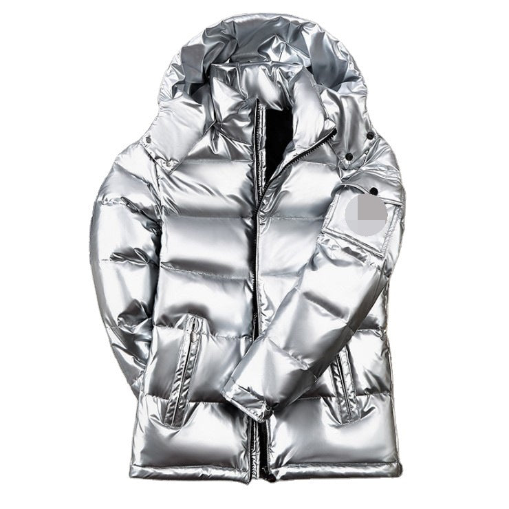 Short Shiny Hooded Jacket