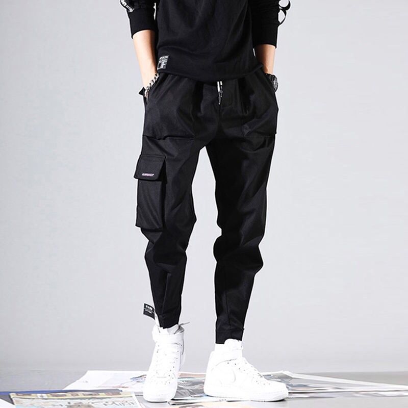 Loose casual cargo pants with velcro straps
