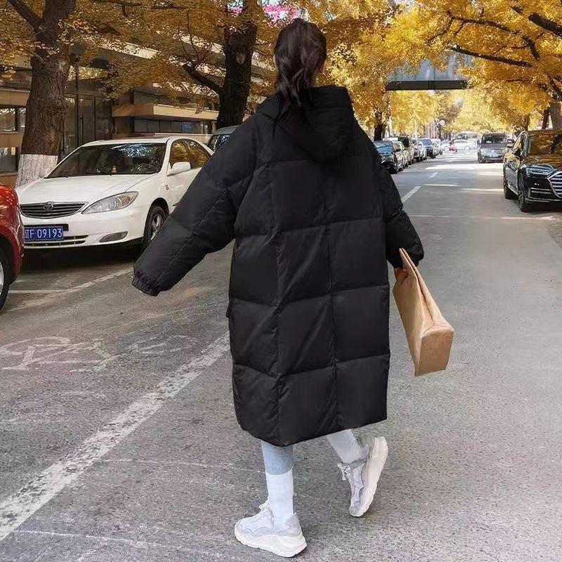 Milk Yellow Down Cotton Jacket For Women Medium Long Winter Style Chic Loose And Thickened Cotton Jacket