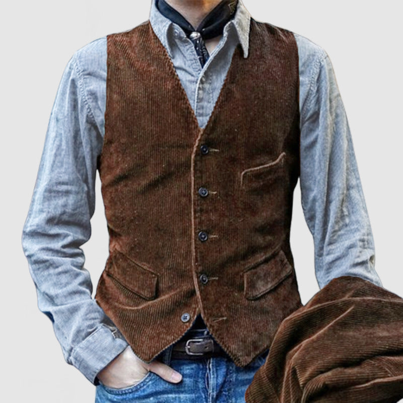 American Retro Men's Vest Corduroy Vest Casual Jacket