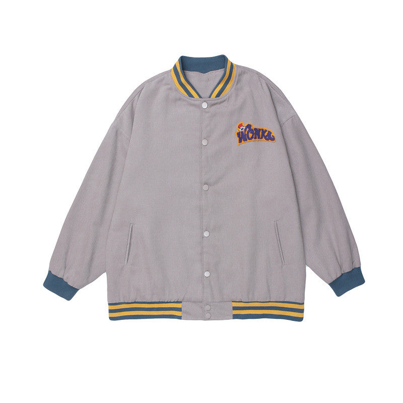 Retro Street Letter Flocking Embroidery Jacket Men's Tide Brand Loose