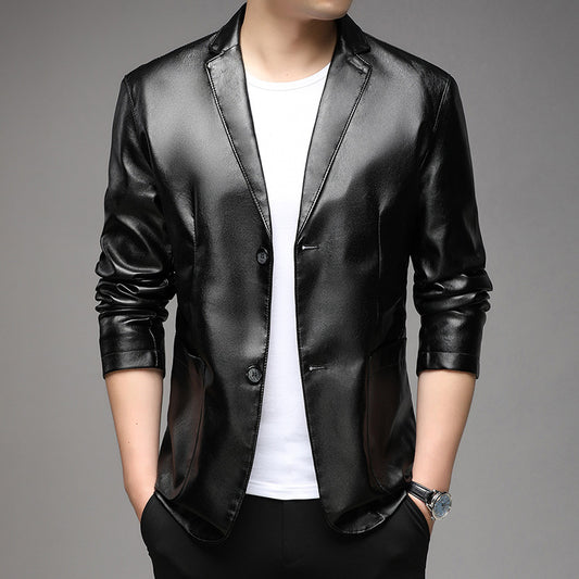 Men's Pu Leather Jacket For Young And Middle-aged Men's Casual Dad
