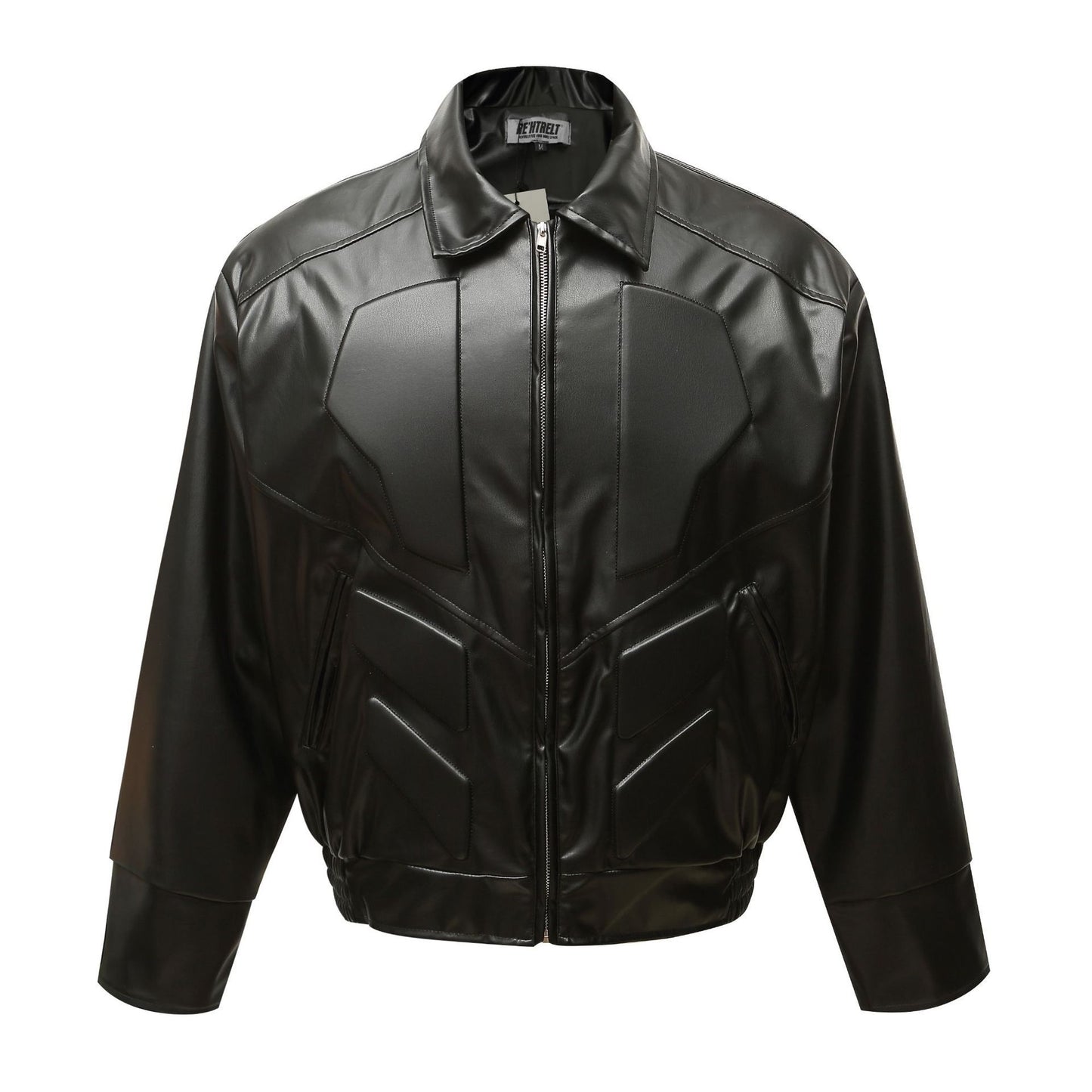 American Street Fashion Locomotive Padded Shoulder Leather Jacket Coat