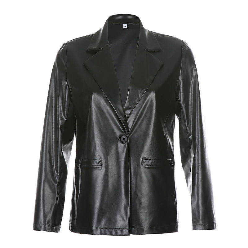 Fashion lapel suit jacket casual leather