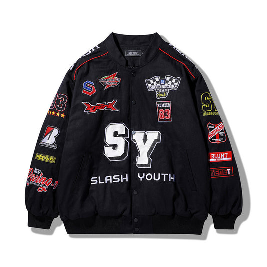 Embroidered Patch Motorcycle Suit Jacket