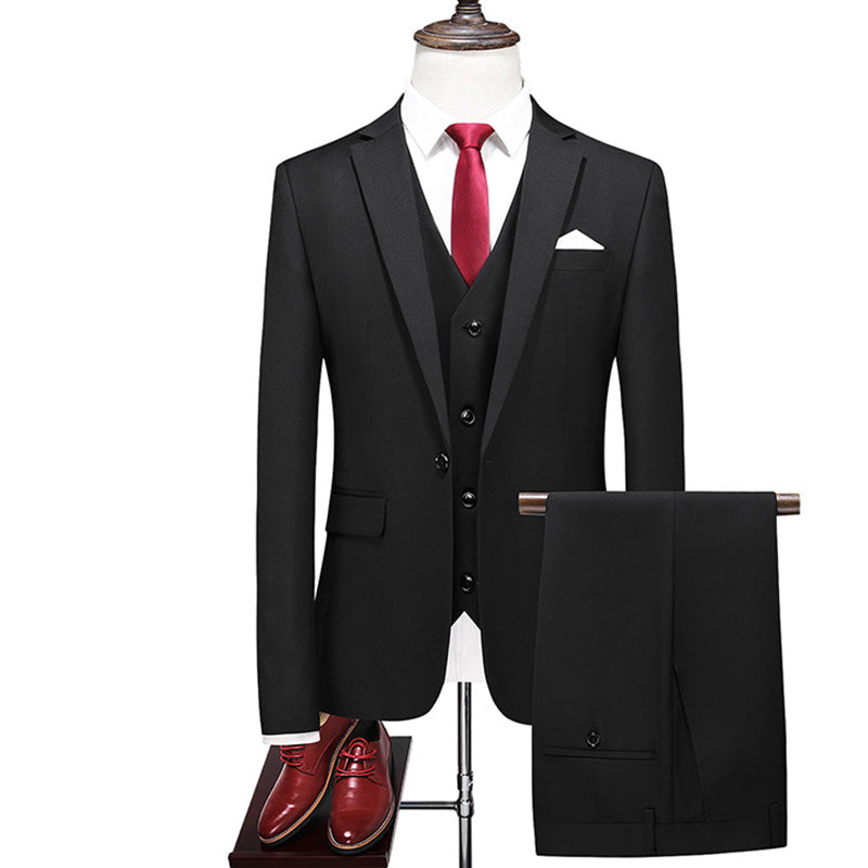 Three-piece suit solid color