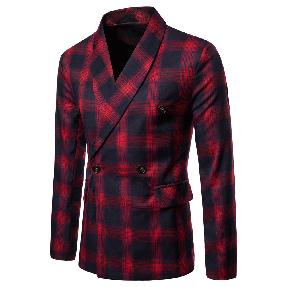 winter new style men's casual plaid suit jacket