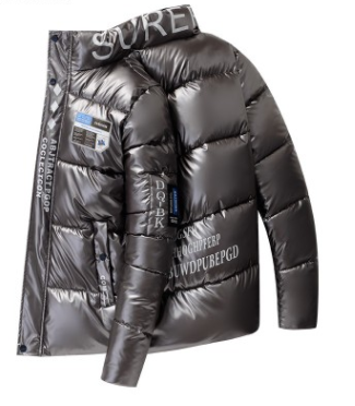 Stand-up collar shiny down padded jacket